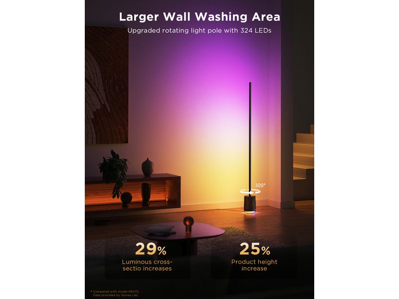 Govee Lyra RGBICWW Eck-Stehleuchte mit Lautsprecher, Grau