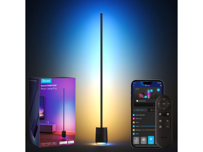 Govee Lyra RGBICWW Eck-Stehleuchte mit Lautsprecher, Grau