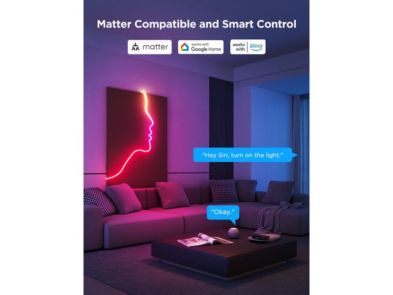 Govee LED Stripe Neon, Weiss, 5 m, RGBIC, Matter