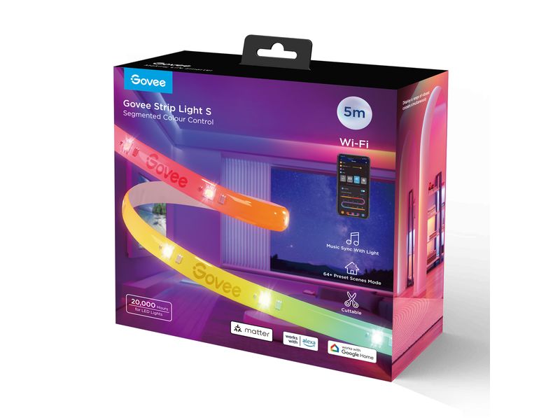 Govee LED Stripe Light S, Wi-Fi / Bluetooth / Matter, 5 m, RGBIC