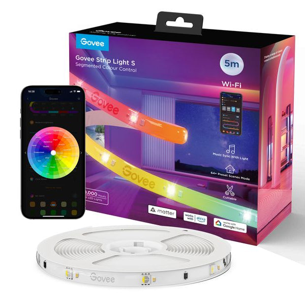 Govee LED Stripe Light S, Wi-Fi / Bluetooth / Matter, 5 m, RGBIC