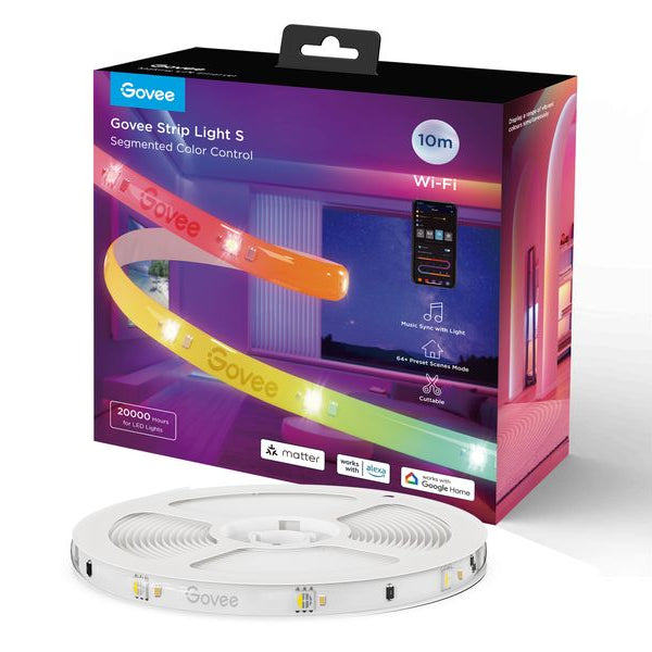 Govee LED Stripe Light S, Wi-Fi / Bluetooth / Matter, 10 m, RGBIC