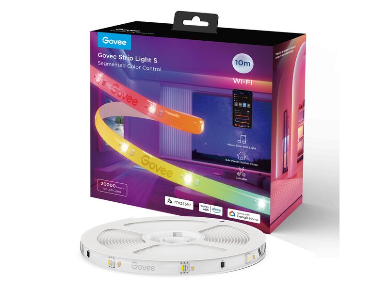 Govee LED Stripe Light S, Wi-Fi / Bluetooth / Matter, 10 m, RGBIC