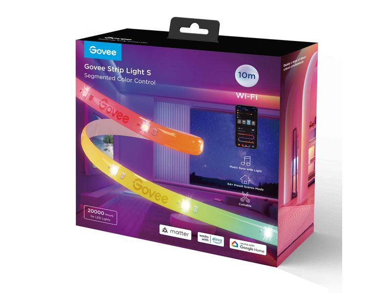 Govee LED Stripe Light S, Wi-Fi / Bluetooth / Matter, 10 m, RGBIC