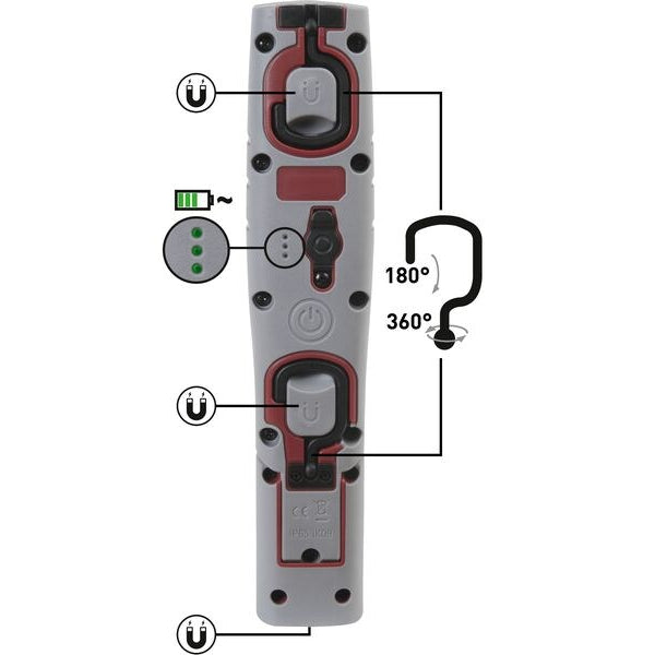 Kraftwerk 12 x LED Handlampe Inspection 700, 3.7 V, 2600 mAh