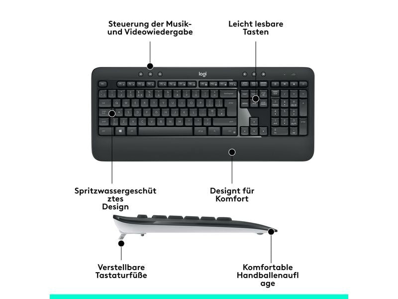 Logitech Tastatur-Maus-Set MK540 Advanced CH-Layout, für Windows