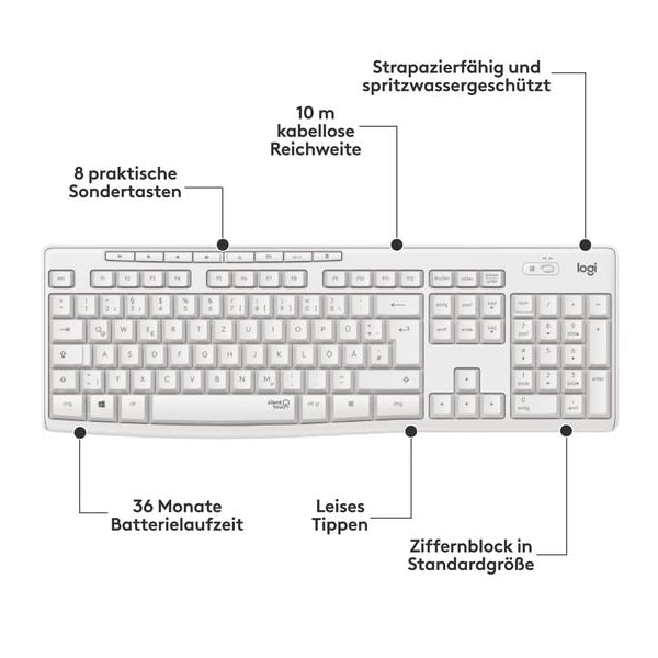 Logitech Tastatur-Maus-Set MK295 White CH-Layout