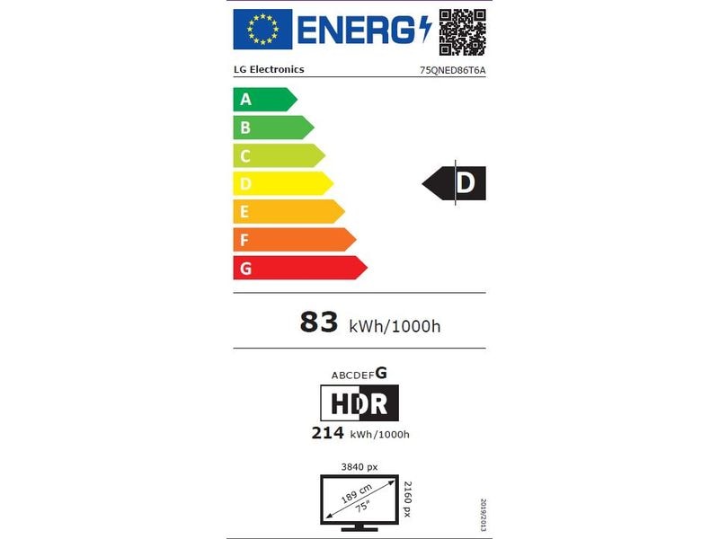 LG TV 75QNED86T6A 75", 3840 x 2160 (Ultra HD 4K), LED-LCD