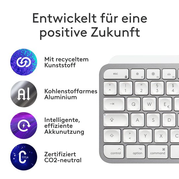 Logitech Tastatur MX Keys S for Mac Pale Grey CH-Layout