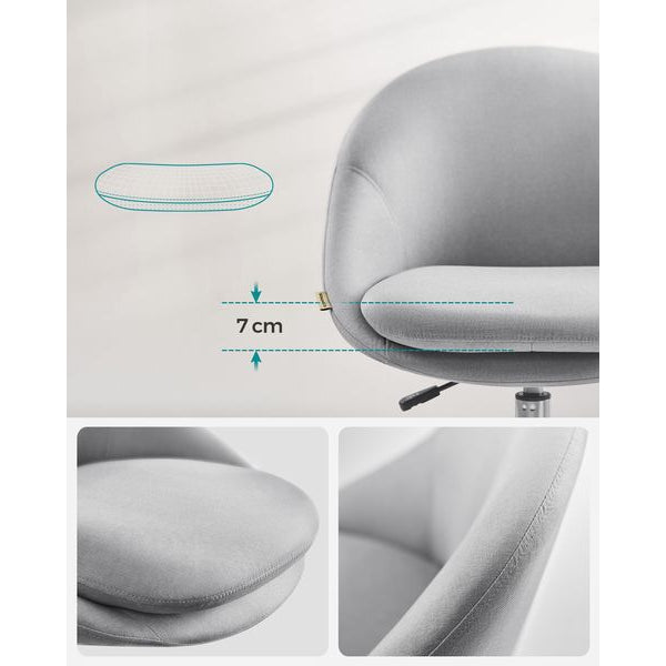 Songmics Bürostuhl ohne Armlehnen, mit Fusskreuz, Grau