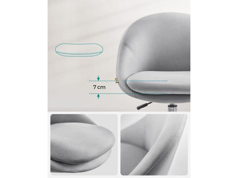 Songmics Bürostuhl ohne Armlehnen, mit Fusskreuz, Grau