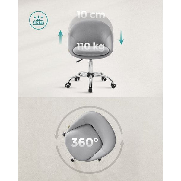 Songmics Bürostuhl ohne Armlehnen, mit Fusskreuz, Grau