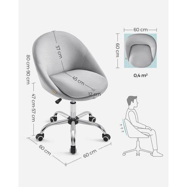 Songmics Bürostuhl ohne Armlehnen, mit Fusskreuz, Grau