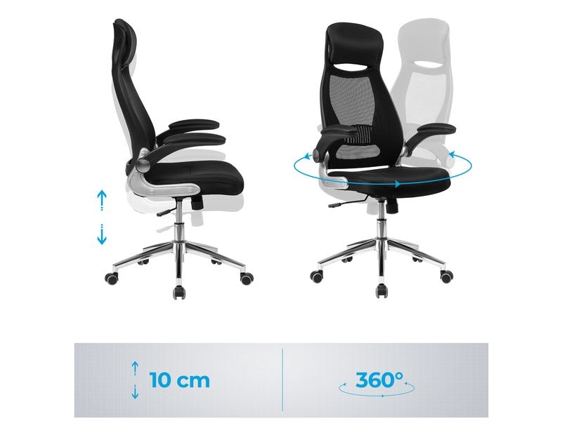 Songmics Bürostuhl mit Netzbezug, Armlehnen und Kopfstütze