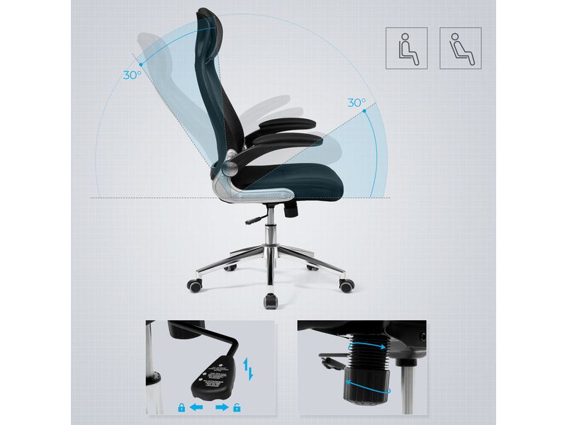 Songmics Bürostuhl mit Netzbezug, Armlehnen und Kopfstütze