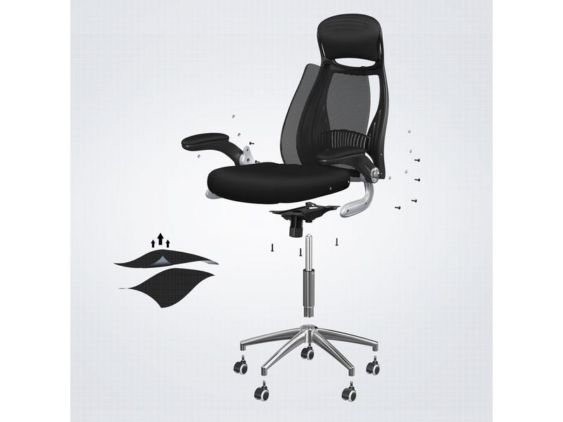 Songmics Bürostuhl mit Netzbezug, Armlehnen und Kopfstütze