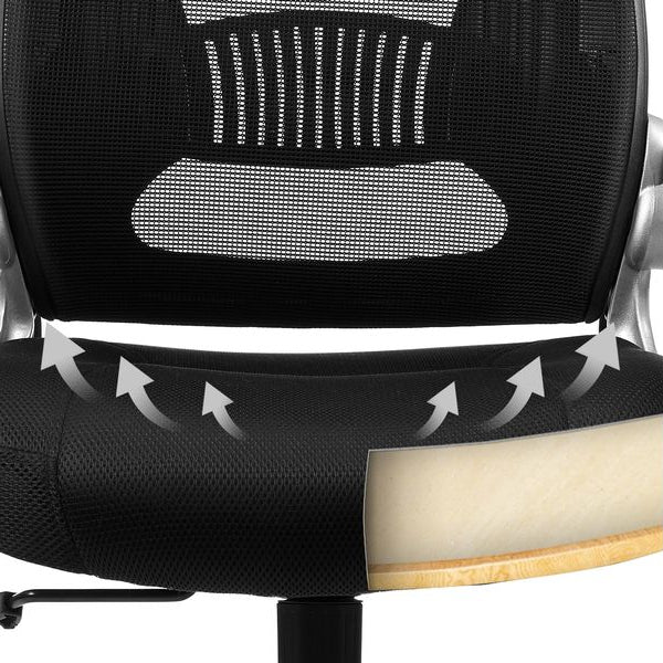 Songmics Bürostuhl mit Netzbezug, Armlehnen und Kopfstütze