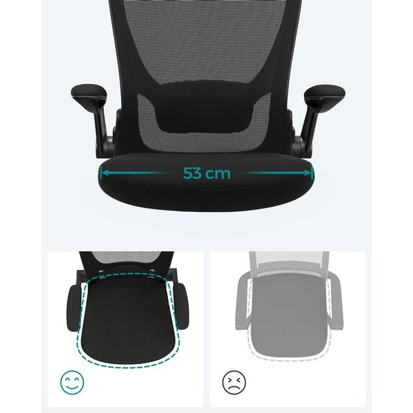 Songmics Bürostuhl mit klappbaren Armlehnen, Schwarz