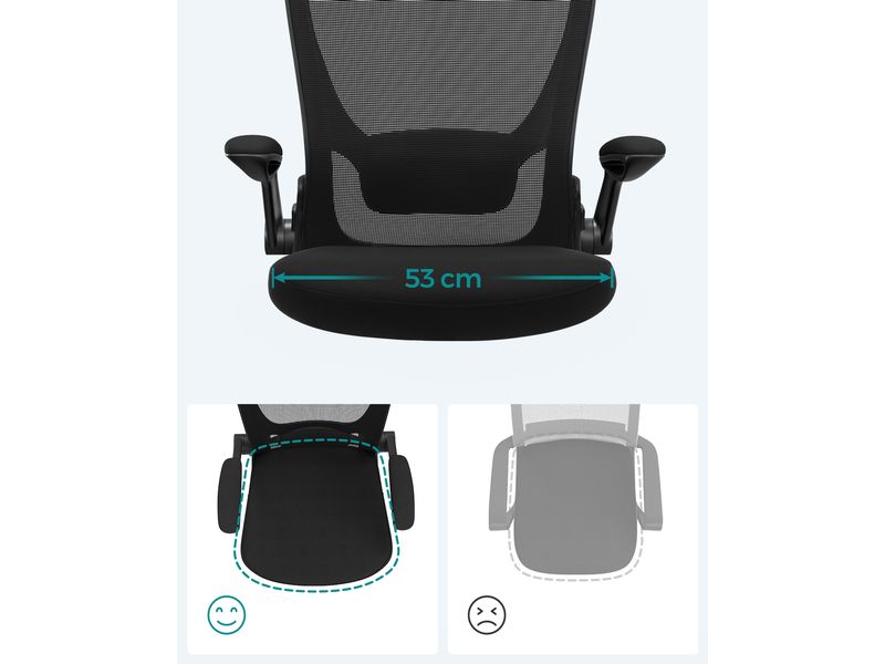 Songmics Bürostuhl mit klappbaren Armlehnen, Schwarz