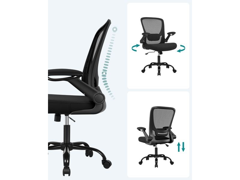 Songmics Bürostuhl mit klappbaren Armlehnen, Schwarz