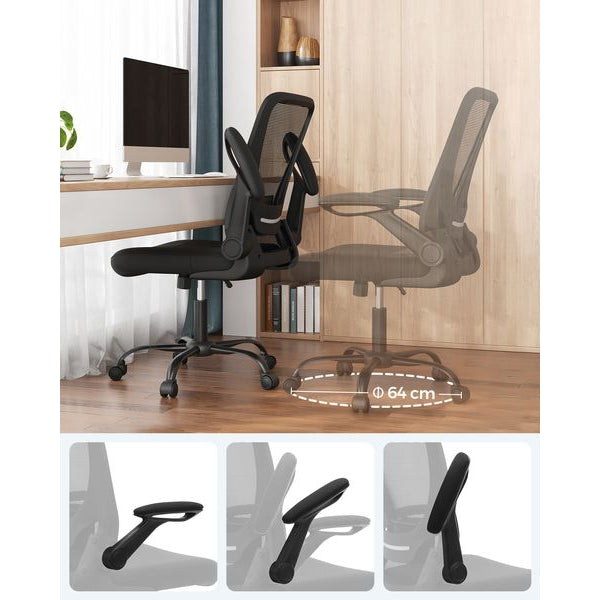 Songmics Bürostuhl mit klappbaren Armlehnen, Schwarz