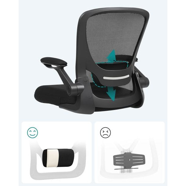 Songmics Bürostuhl mit klappbaren Armlehnen, Schwarz