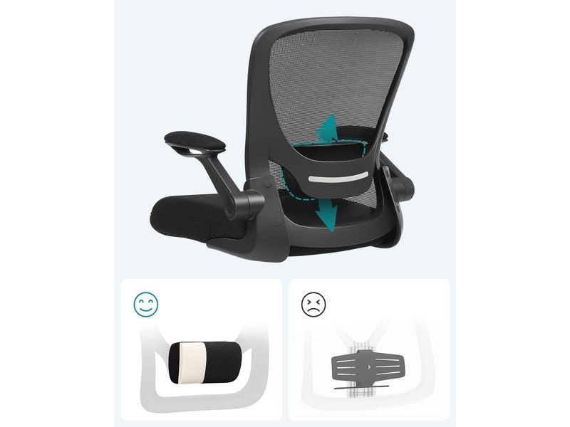 Songmics Bürostuhl mit klappbaren Armlehnen, Schwarz