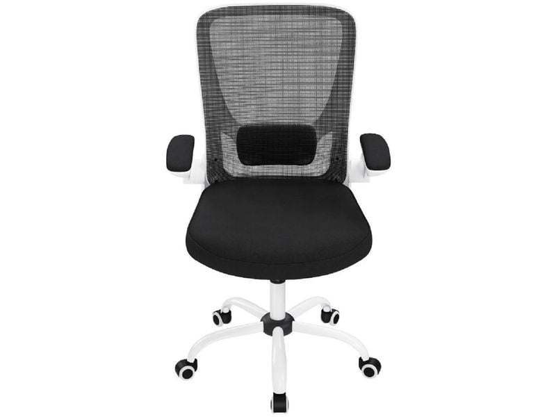 Songmics Bürostuhl mit klappbaren Armlehnen, Schwarz / Weiss