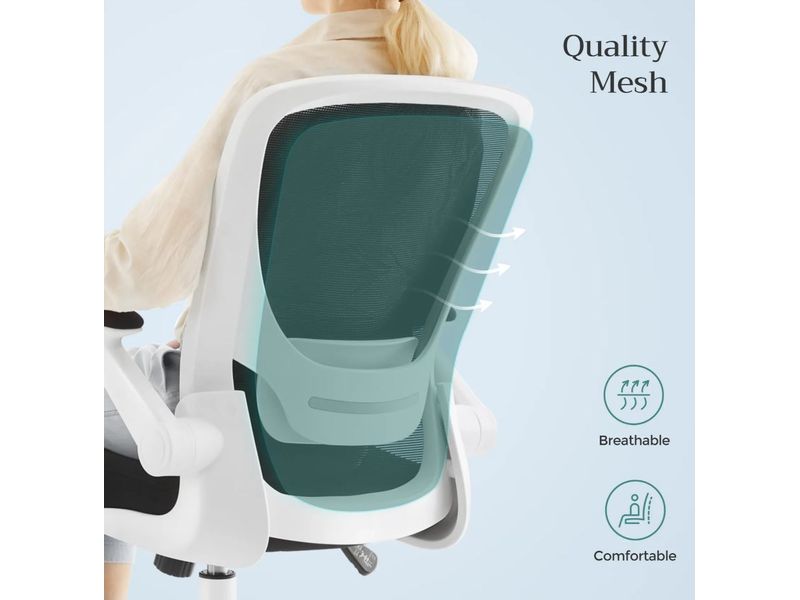 Songmics Bürostuhl mit klappbaren Armlehnen, Schwarz / Weiss