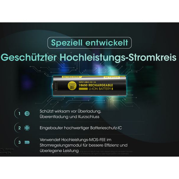 Nitecore Akku NL1836R 18650 UCB-C, 3600 mAh