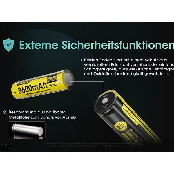 Nitecore Akku NL1836R 18650 UCB-C, 3600 mAh