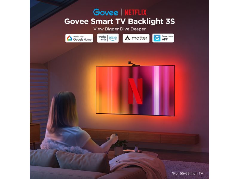 Govee Envisual TV Backlight 3S Netflix Version, RGBICW, 55"-65"