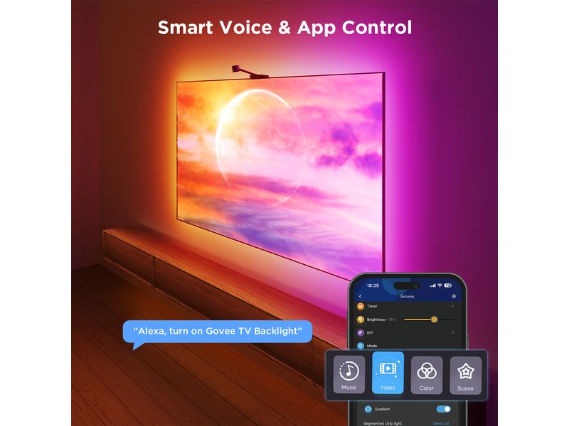 Govee Envisual TV Backlight 3S Netflix Version, RGBICW, 55"-65"