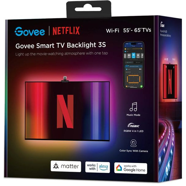 Govee Envisual TV Backlight 3S Netflix Version, RGBICW, 55