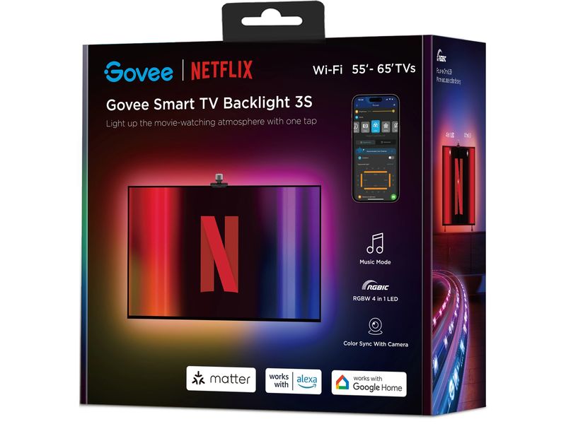 Govee Envisual TV Backlight 3S Netflix Version, RGBICW, 55"-65"