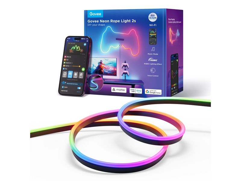 Govee LED Stripe Neon, Schwarz, 5 m, RGBIC, Matter