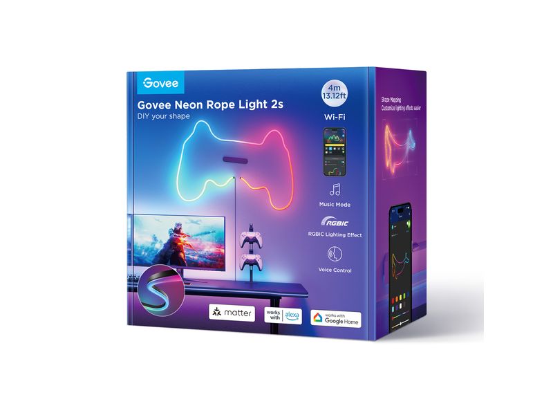 Govee LED Stripe Neon, Schwarz, 5 m, RGBIC, Matter