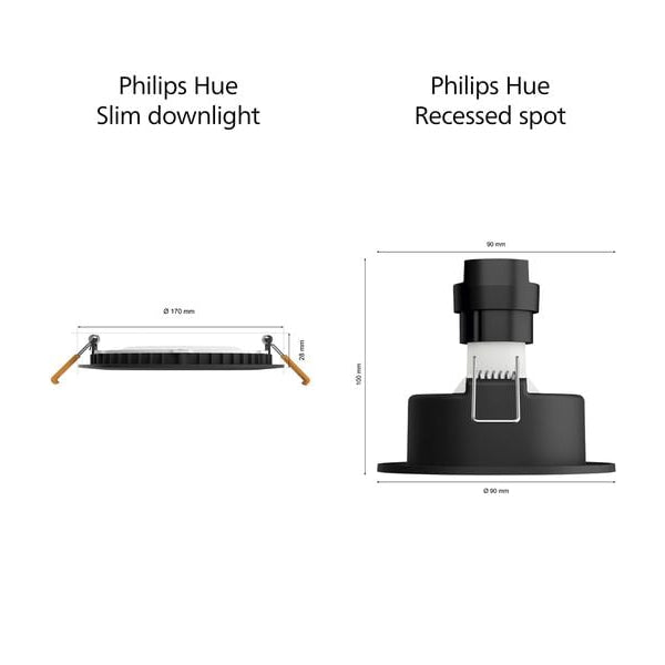 Philips Hue White & Color Ambiance Slim Recessed 170 mm schwarz