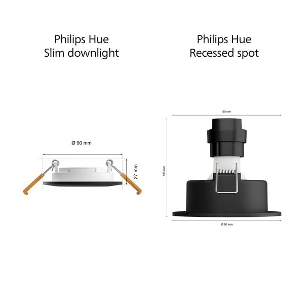 Philips Hue White & Color Ambiance Slim Recessed 90 mm 3er schwarz