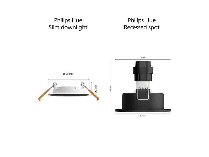 Philips Hue White &amp; Color Ambiance Slim Recessed 90 mm 3er schwarz