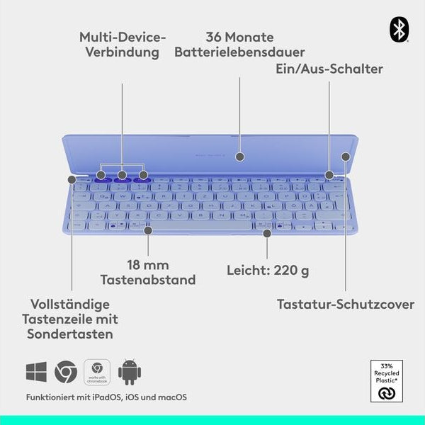 Logitech Tastatur Keys-To-Go 2 lilac