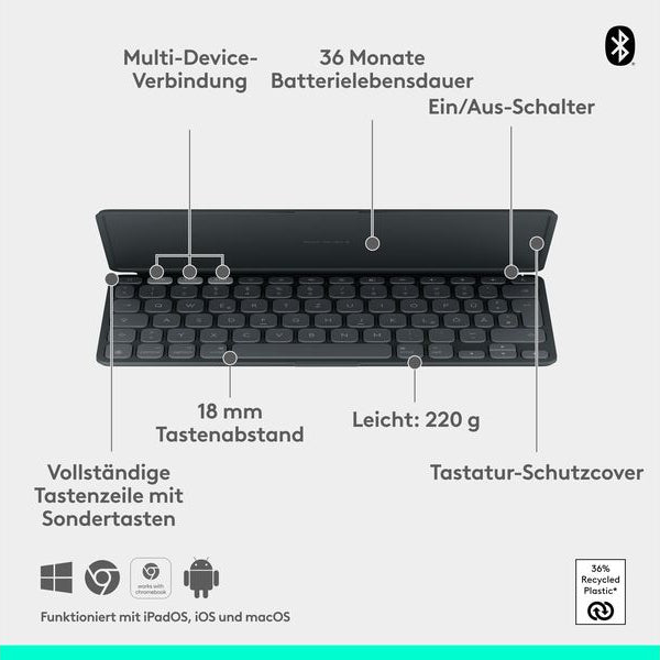 Logitech Tastatur Keys-To-Go 2 Apple Graphite