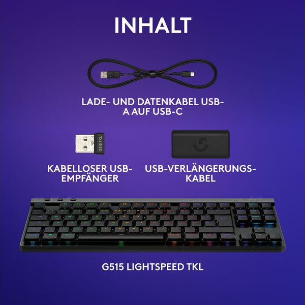 Logitech Gaming-Tastatur G515 Lightspeed TKL Schwarz