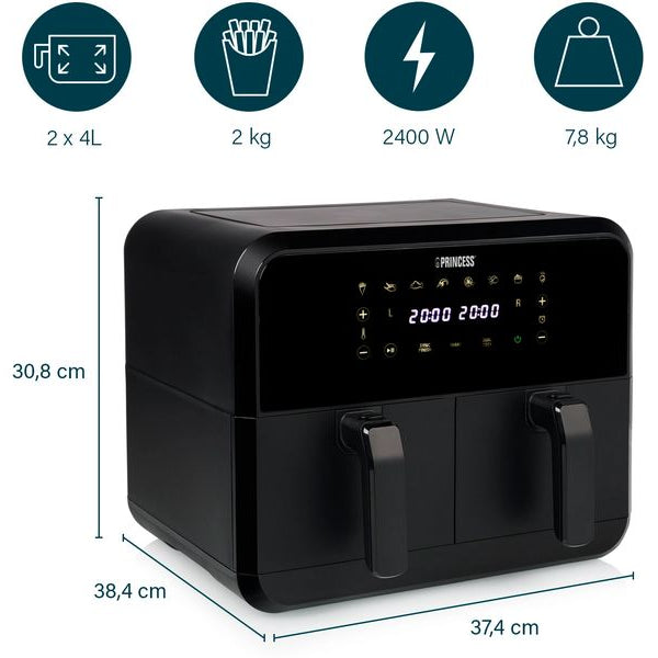 Princess Heissluft-Fritteuse 182068 Double Basket Airfryer 8 l