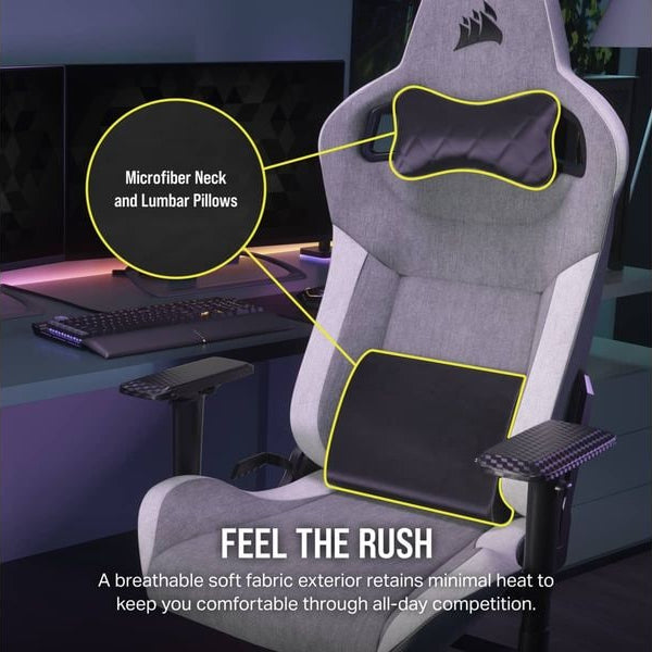 Corsair Gaming-Stuhl T3 Rush (2023) Grau/Weiss