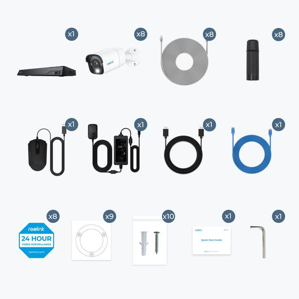 Reolink Überwachungsset NVS16-8MB8 4K PoE mit 8 Kameras und 4TB