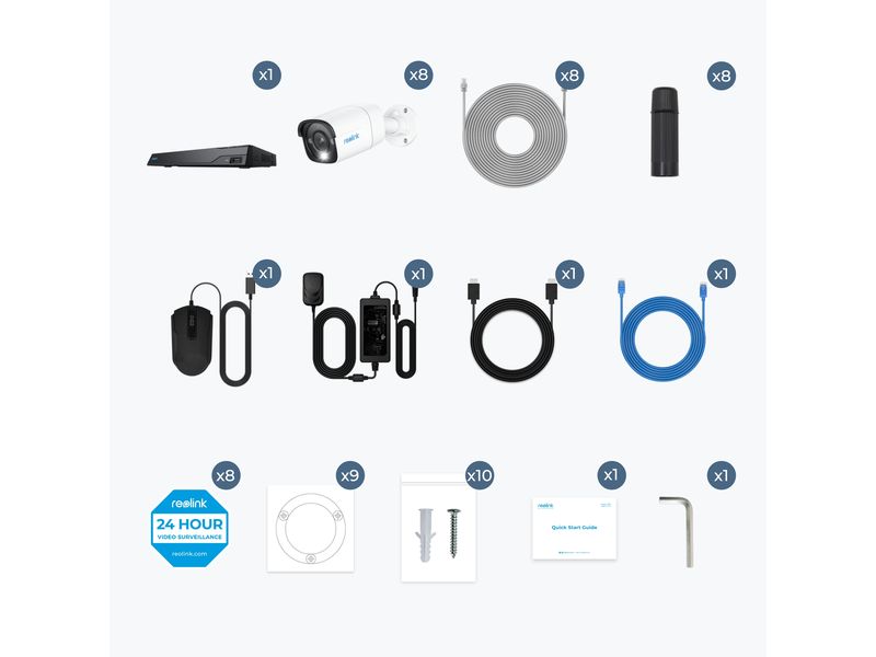 Reolink Überwachungsset NVS16-8MB8 4K PoE mit 8 Kameras und 4TB