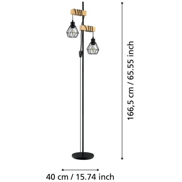 EGLO Leuchten Stehleuchte TOWNSHEND 5 2 x E27, Schwarz