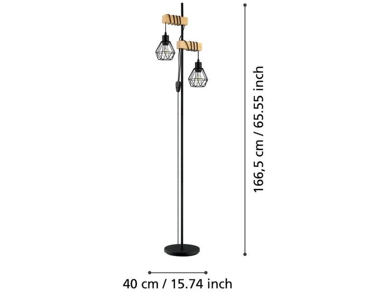 EGLO Leuchten Stehleuchte TOWNSHEND 5 2 x E27, Schwarz