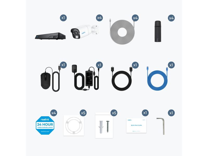 Reolink Überwachungsset NVS8-8 MB4 Bullet, inkl. 2TB Harddrive